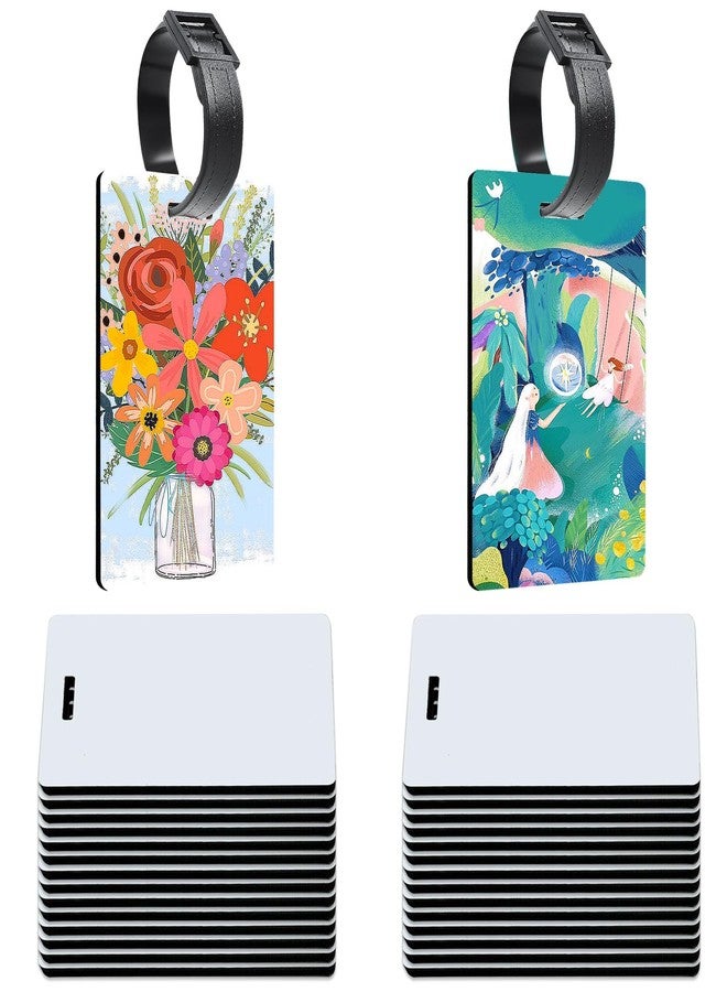 Beclumas 30 Pack Sublimation Luggage Tag Blanks, Double Sided MDF Suitcase Label Tag Blank Travel Bag Tags with Strap for DIY and Custom Design Work - Image 1